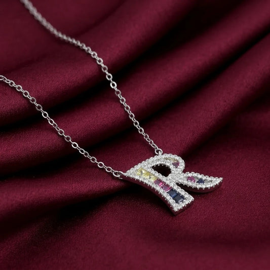Silver Personalised "R" Symbol Name Pendant Necklace