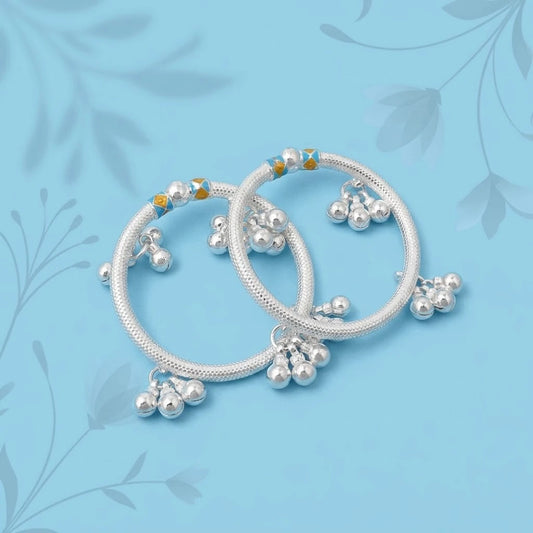 Silver Plain Design with Ghungroo Kada for Baby