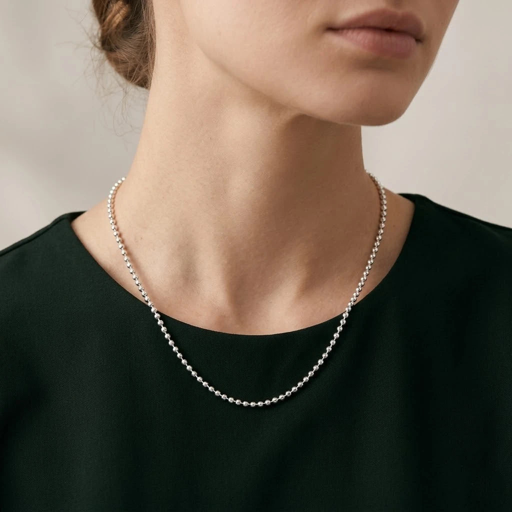 Silver Precious Small Balls Girls Chain