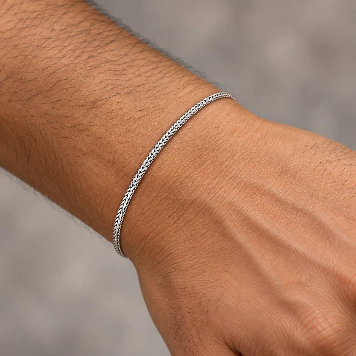 Silver Premium Braided Chain Bracelet for Boys