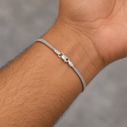 Silver Premium Braided Chain Bracelet for Boys