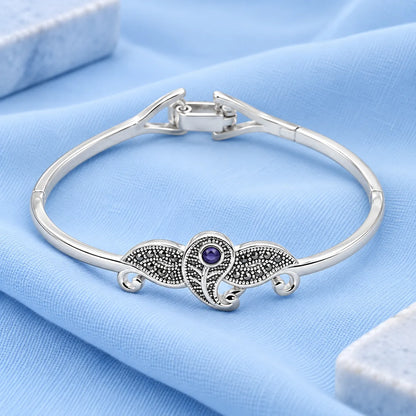 Silver Prime Pattern Purple Gems Kada