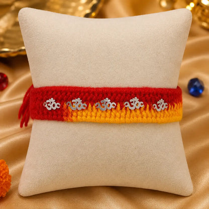 Silver Rakhi with Om Charm