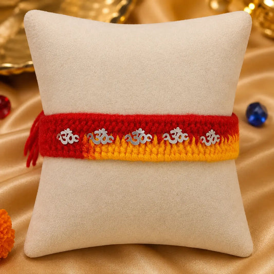 Silver Rakhi with Om Charm