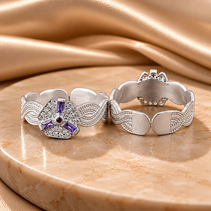 Silver Rectangle Shape Purple Stone Flower Design Bichhiya for Girls