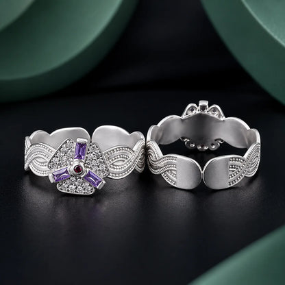 Silver Rectangle Shape Purple Stone Flower Design Bichhiya for Girls