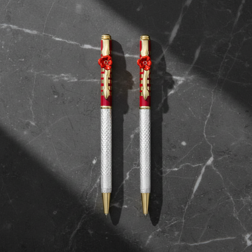 Silver Red Rose Pen (2 pcs Combo)