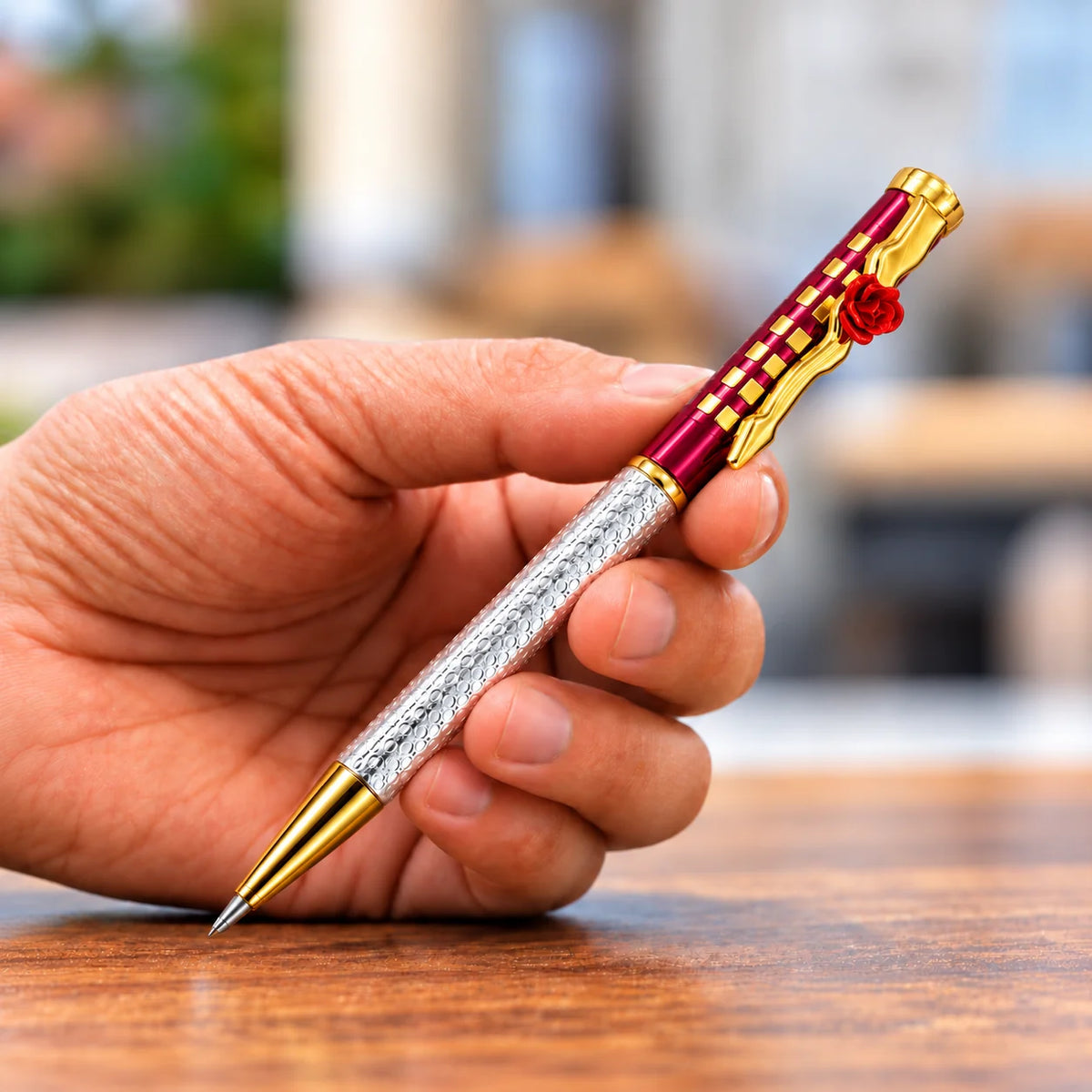 Silver Red Rose Pen for gift