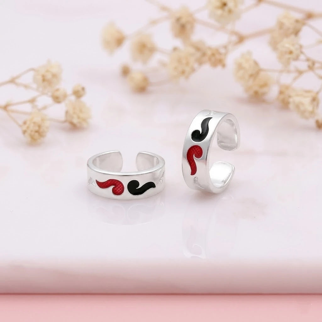Silver Red and Green Wind Design Bichhiya for Girls
