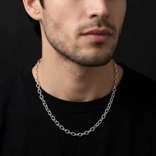 Silver Round connecting Design Chain for Boys