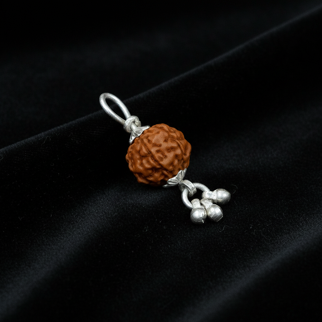 Silver Rudraksha Classic Ghungroo Pendant