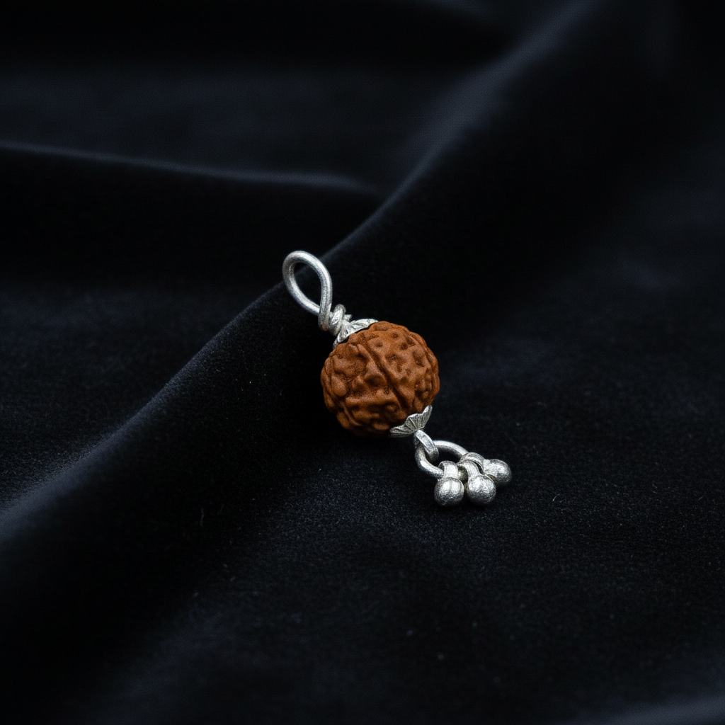 Silver Rudraksha Classic Ghungroo Pendant