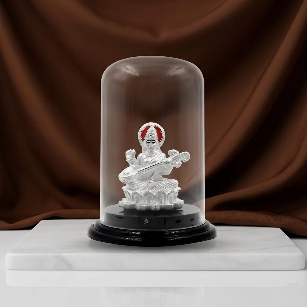 Silver Sarshwati Mata Murti