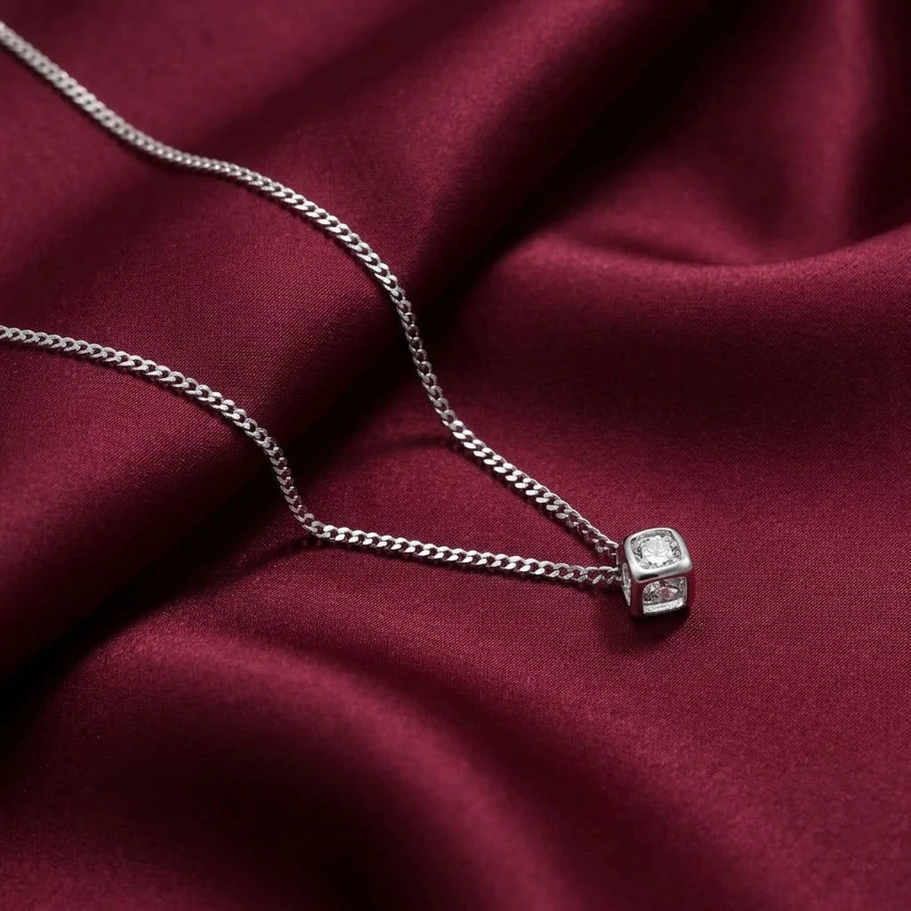 Silver Scrumptious 3D Box Chain With Pendant