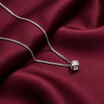Silver Scrumptious 3D Box Chain With Pendant