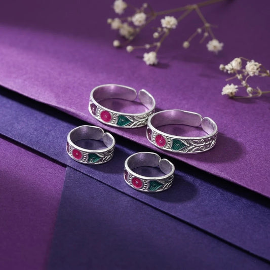 Silver Sharpe Colourful Design Toerings