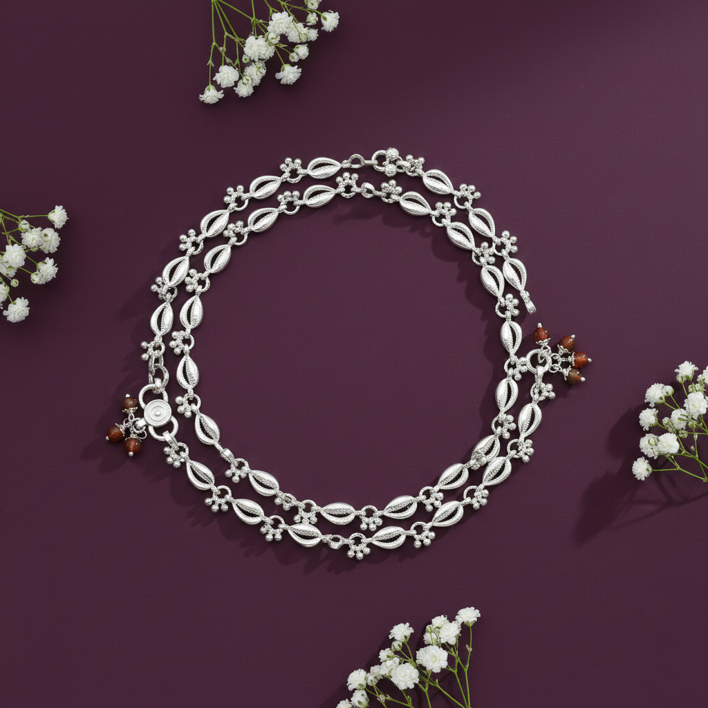 Silver Shell Design with Small Ghungroo Payal