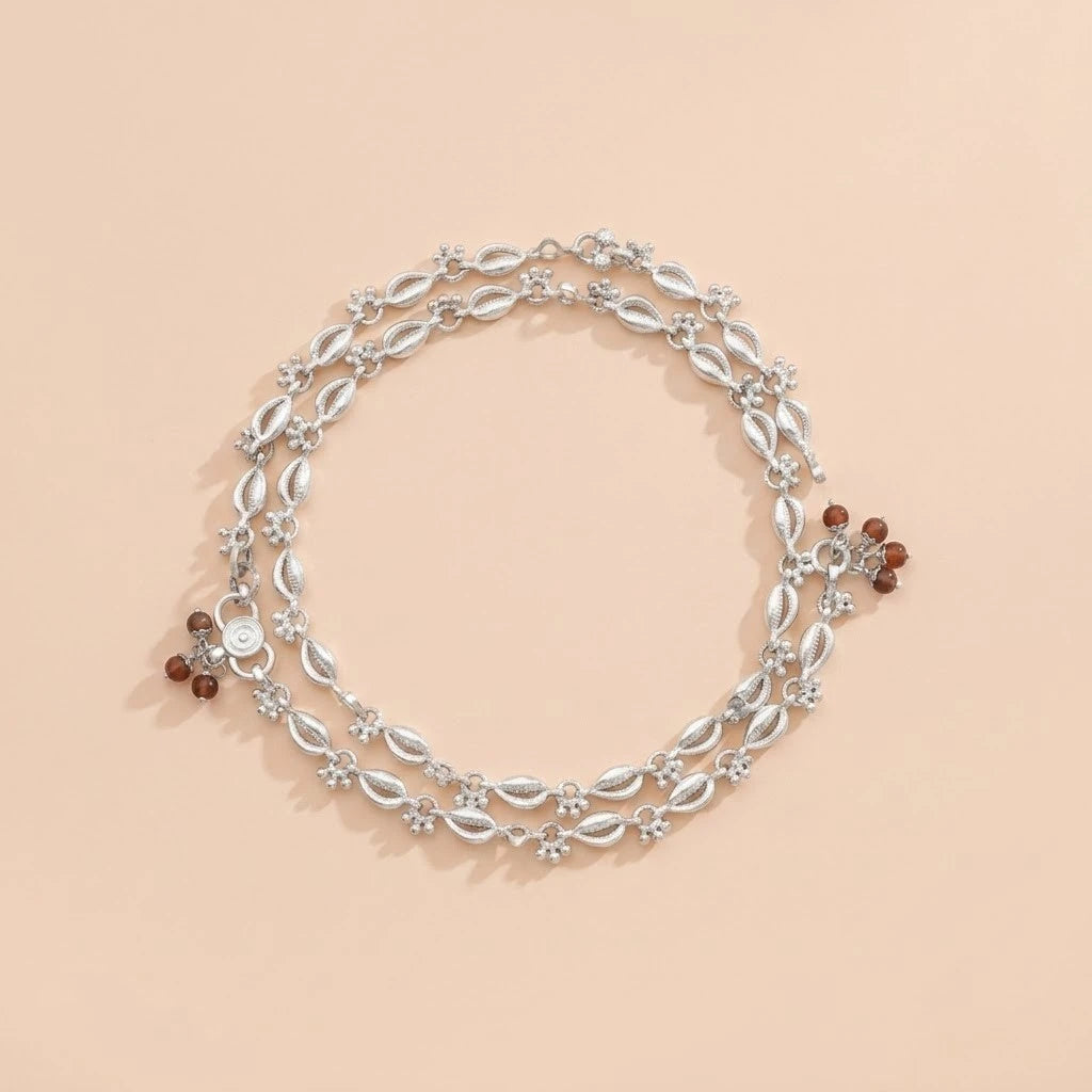 Silver Shell Design with Small Ghungroo Payal