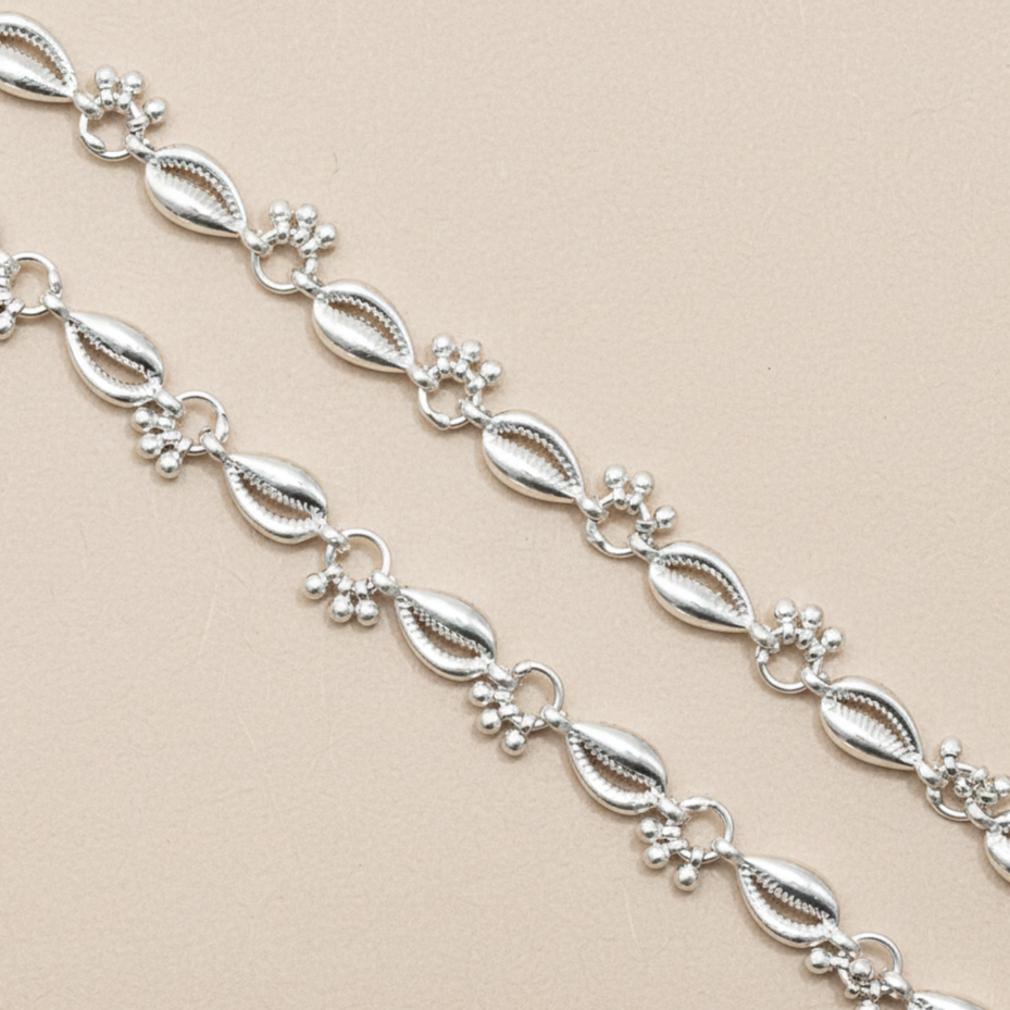 Silver Shell Design with Small Ghungroo Payal