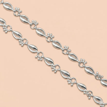 Silver Shell Design with Small Ghungroo Payal