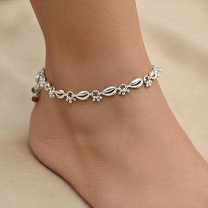 Silver Shell Design with Small Ghungroo Payal