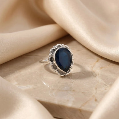Silver Shimming Midnight Blue Ring
