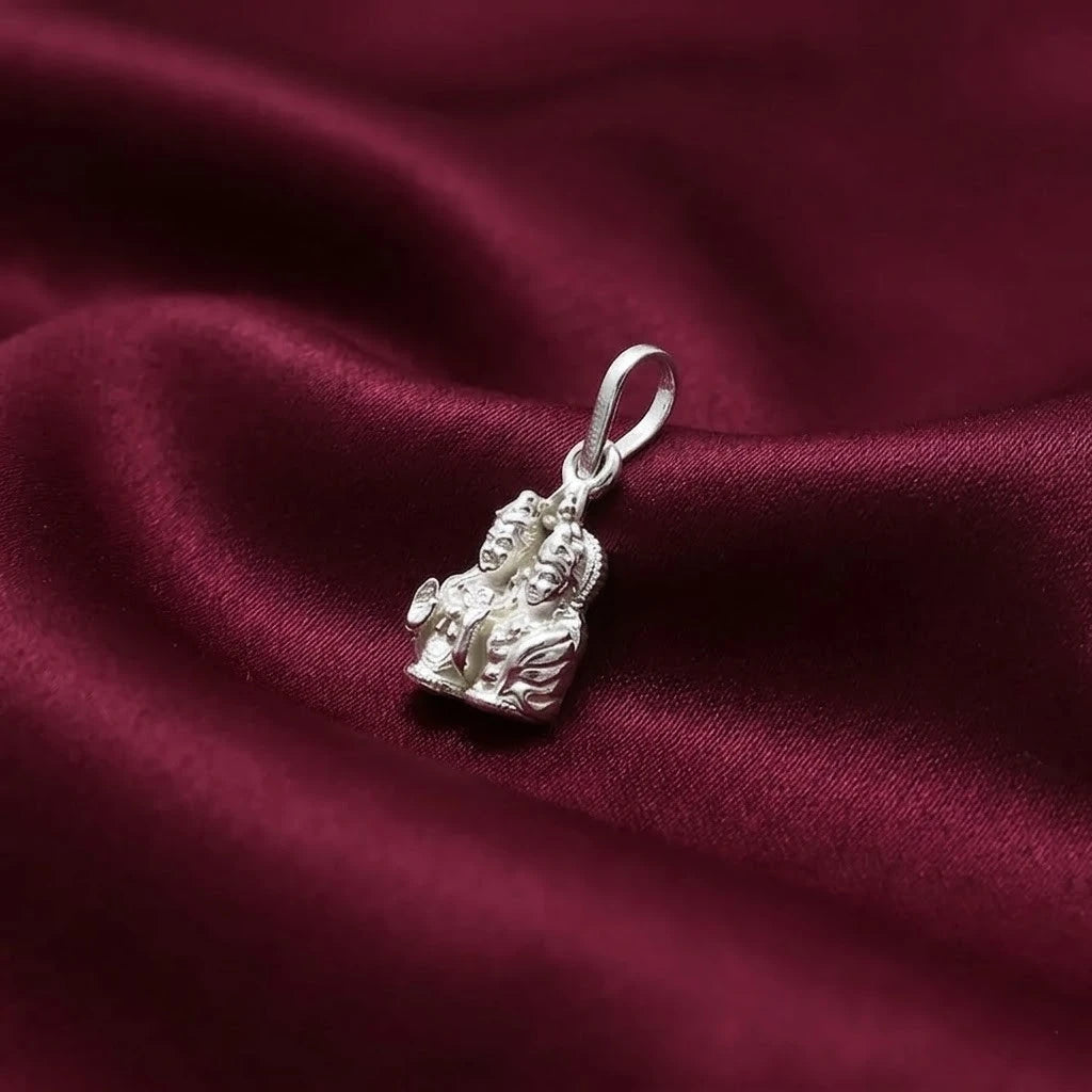 Silver Shiv Ji with Parvati Mata Pendant