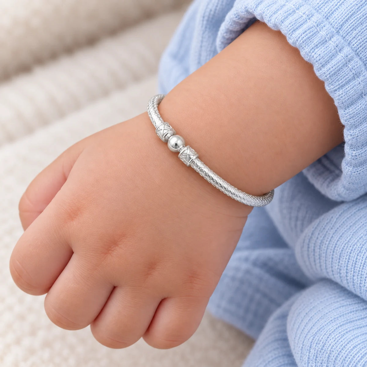 Silver Simple Looking Kada for baby
