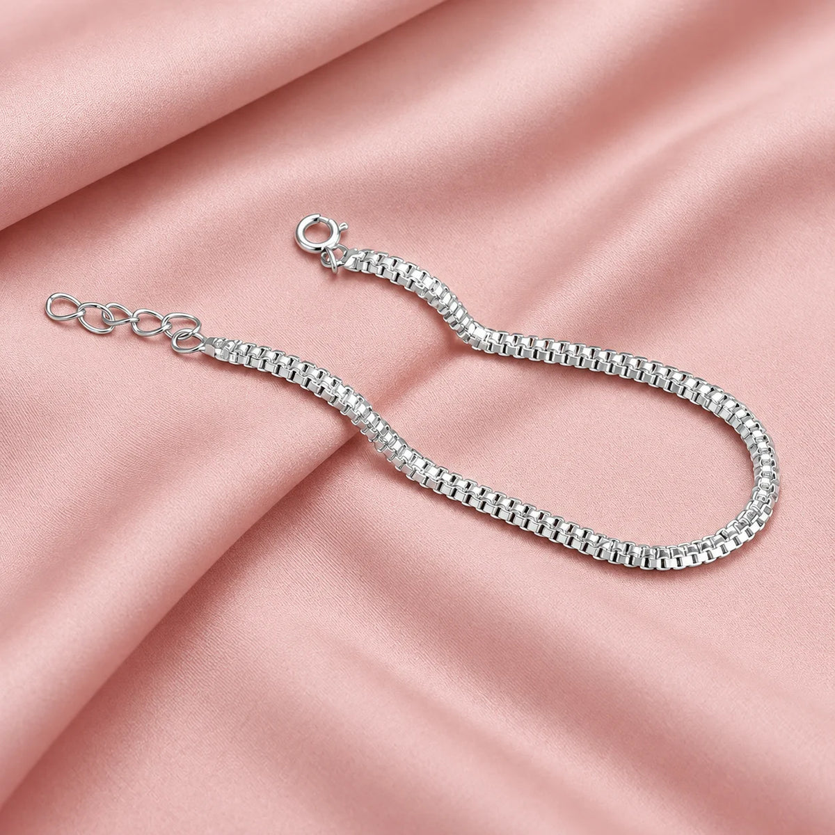 Silver Simple Square Box Design Chain Bracelet for Boys