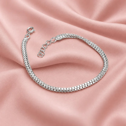Silver Simple Square Box Design Chain Bracelet for Boys