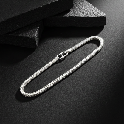 Silver Simple Square Box Design Chain Bracelet for Boys