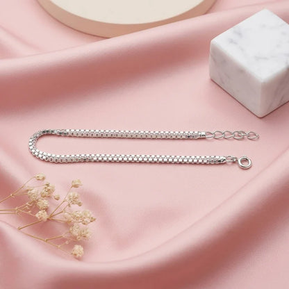 925 Sterling Silver Square Box Chain Bracelet for Men and Boys with Minimalist Square Link Design
