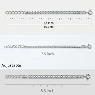 925 Sterling Silver Square Box Chain Bracelet for Men and Boys with Minimalist Square Link Design