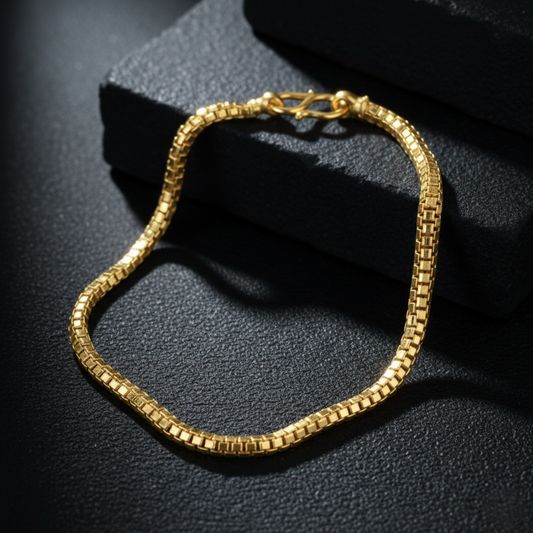 Silver Simple Square Box Design Chain Bracelet for Boys