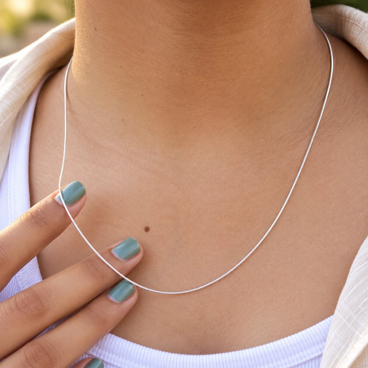Silver Snake Chain Necklace for Women