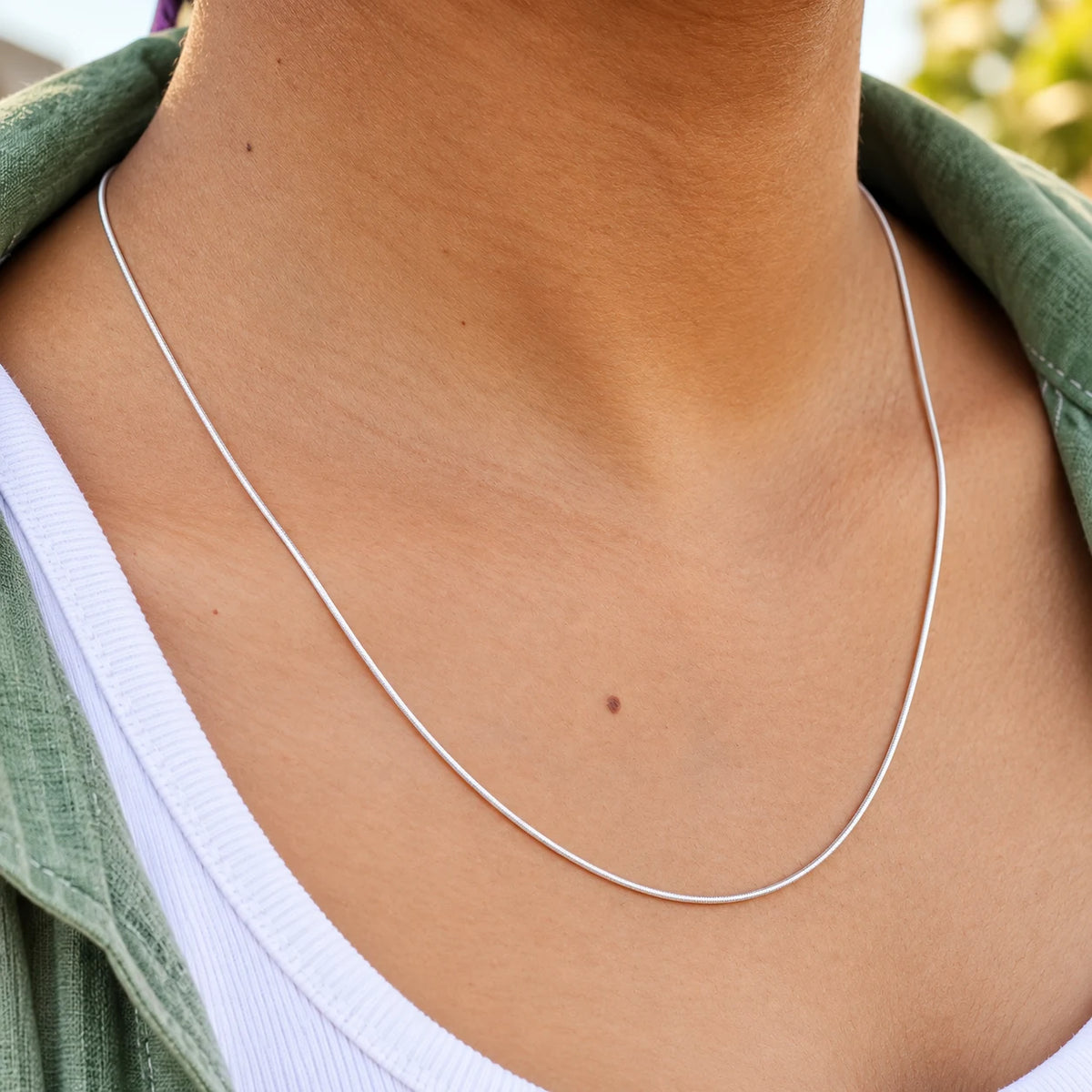 Silver Snake Chain Necklace for Women