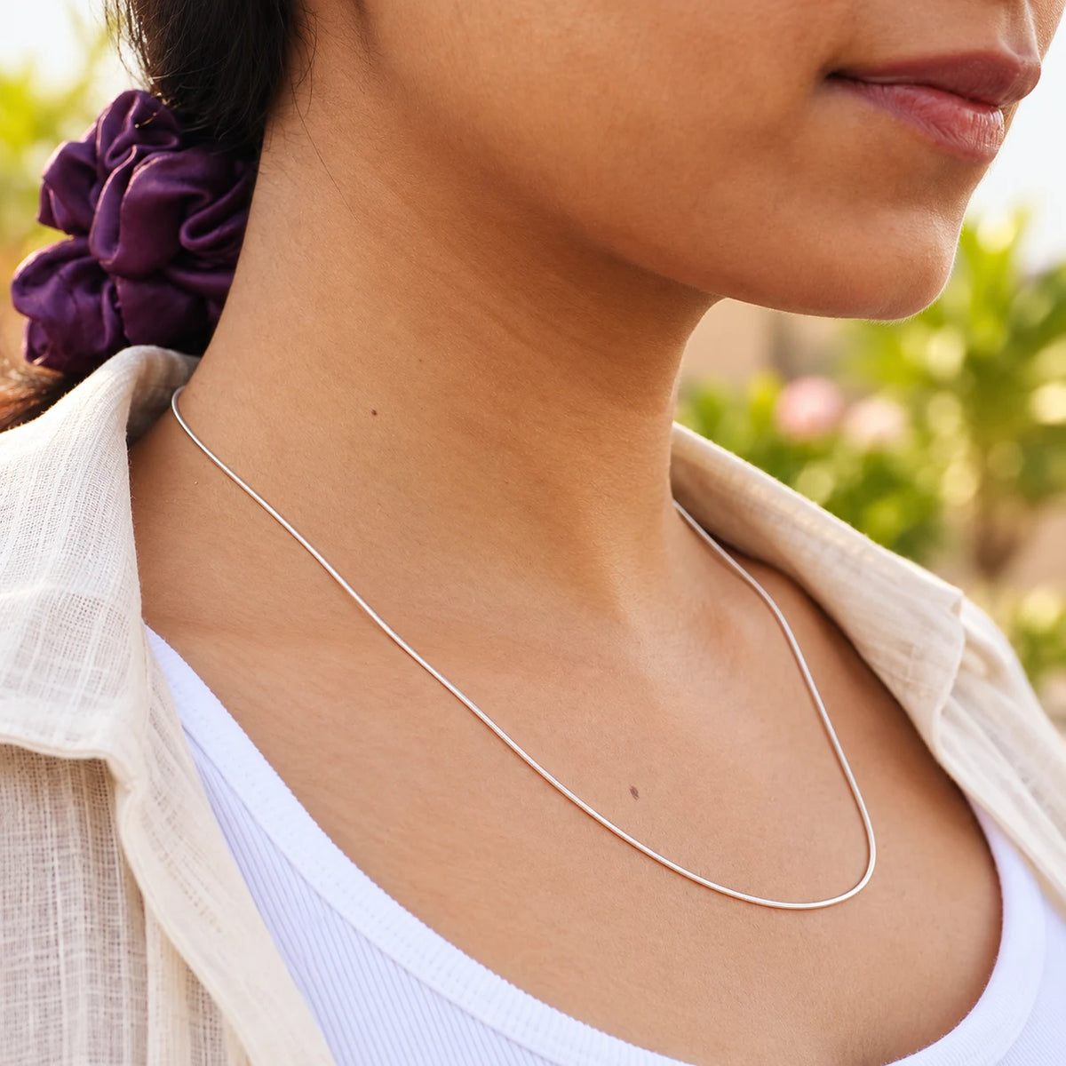 Silver Snake Chain Necklace for Women