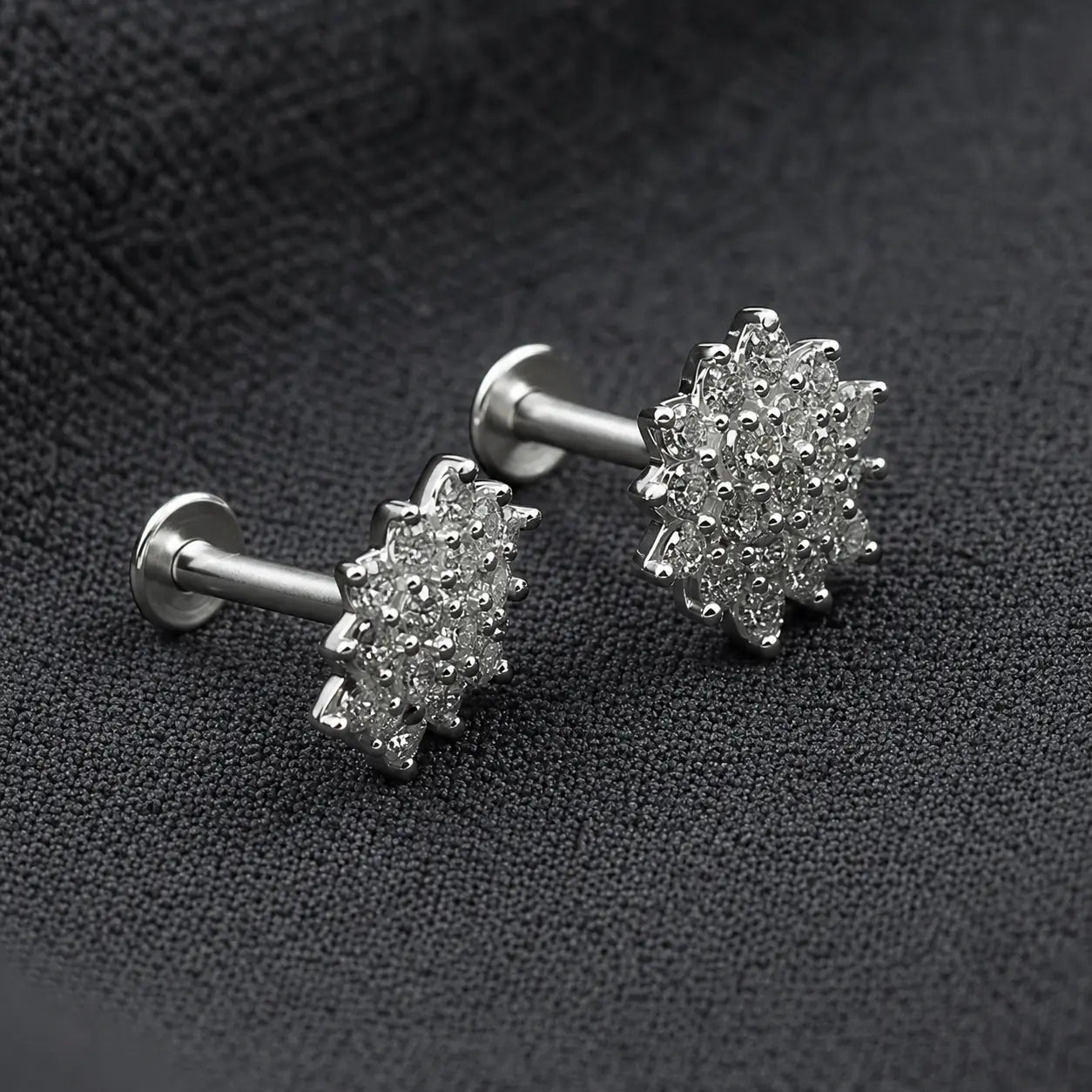 Silver Snowflake CZ Stud Earrings