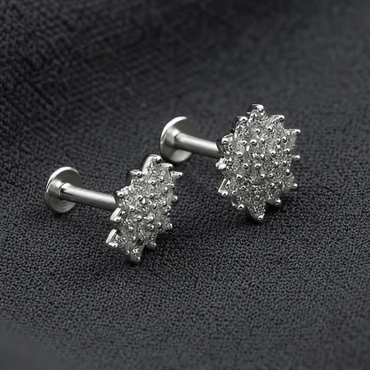 Silver Snowflake CZ Stud Earrings