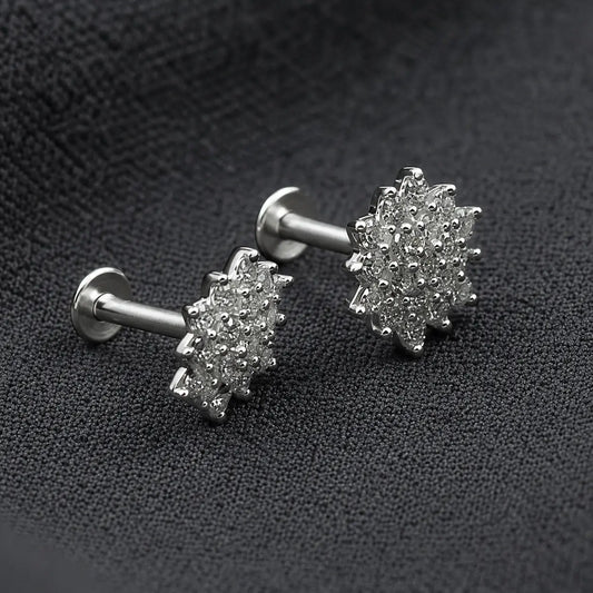 Silver Snowflake CZ Stud Earrings
