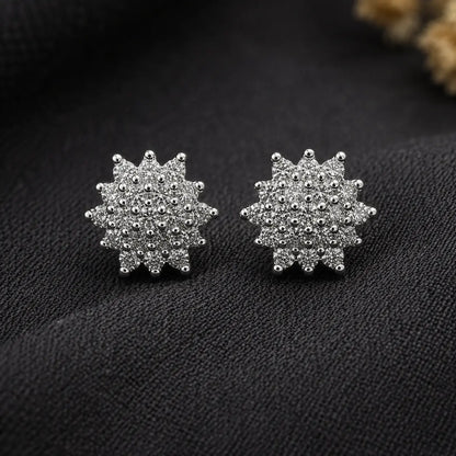 Silver Snowflake CZ Stud Earrings