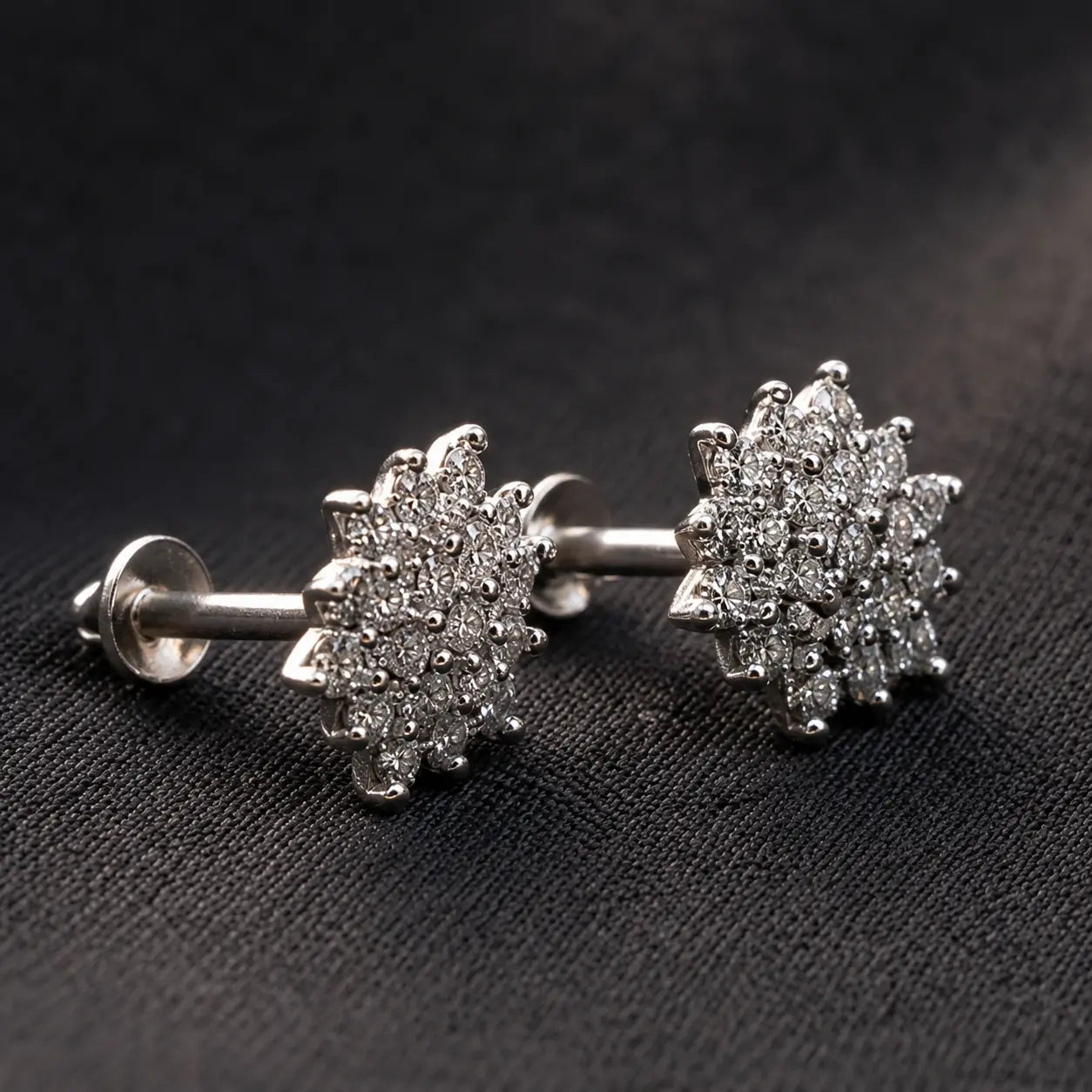 Silver Snowflake CZ Stud Earrings