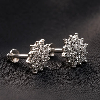 Silver Snowflake CZ Stud Earrings