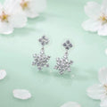 Silver Snowflake drop earrings with shiny stones
