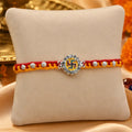 Silver Sparkling CZ Studded Swastik Sign Rakhi for Him