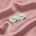 Silver Sparkling Colorful Flower Toe Rings