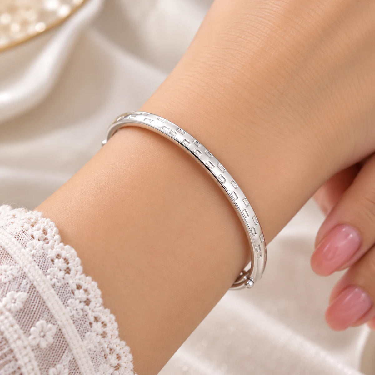 Silver Sparkling Shiny Gems Girls Kada