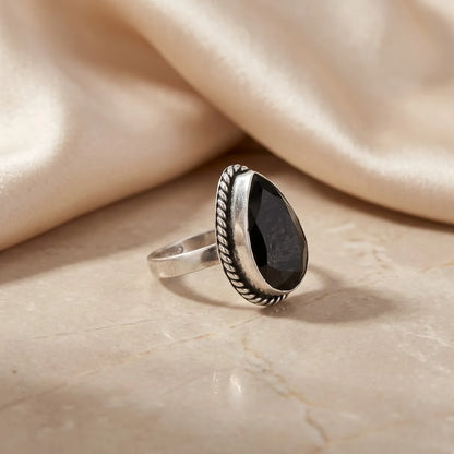 Silver Sterling Black Stone Ring