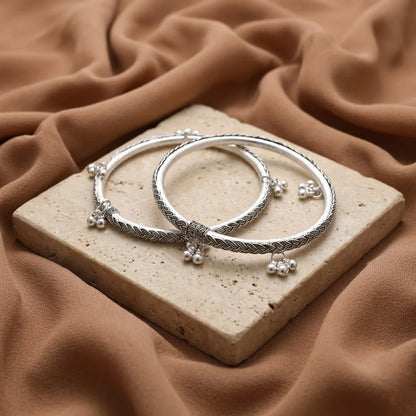 Silver Sterling Gorgeous Vintage Girls Kada Payal