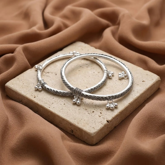 Silver Sterling Gorgeous Vintage Girls Kada Payal